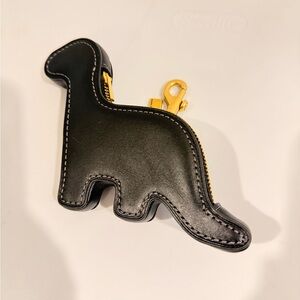 Coach Dinosaur Leather Coin Pouch with Gold Zipper